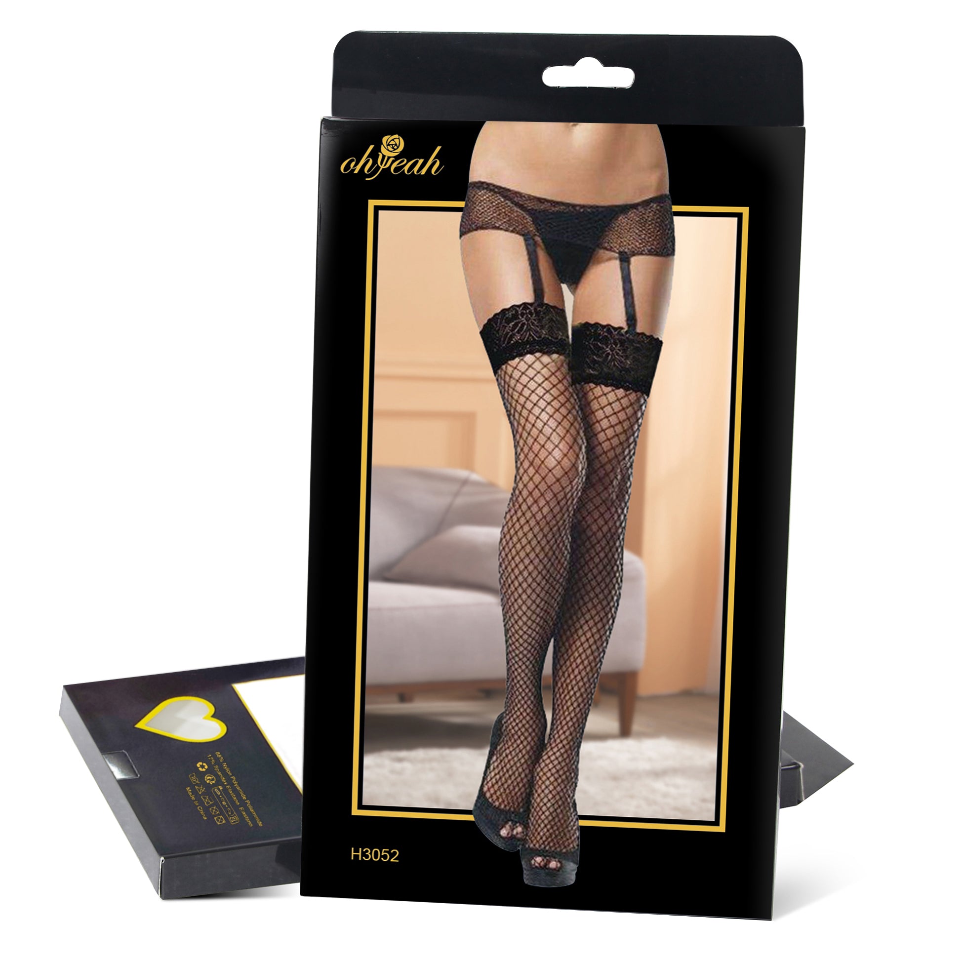 Oh Yeah - Fishnet Stockings with Garter Belt
