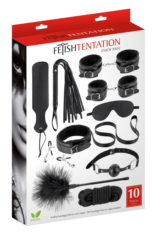 Fetish Tentation - Bondage Kit - Black - 10 pieces