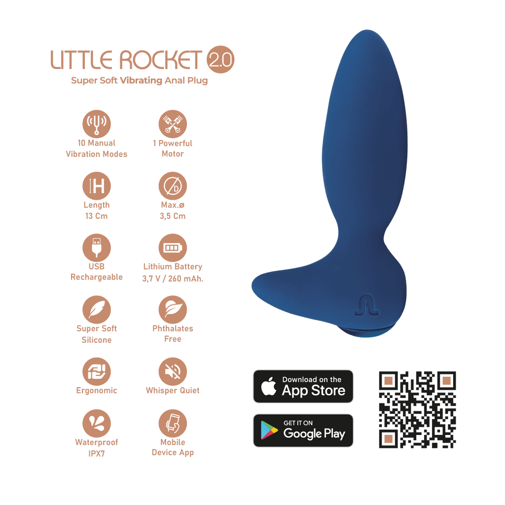 Adrien Lastic - Anal Vibrator + Little Rocket II App - Blue