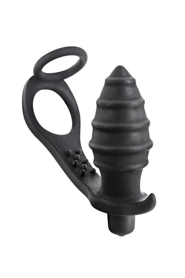 Blue Junker - Vibrating Butt Plug with Double Cockring