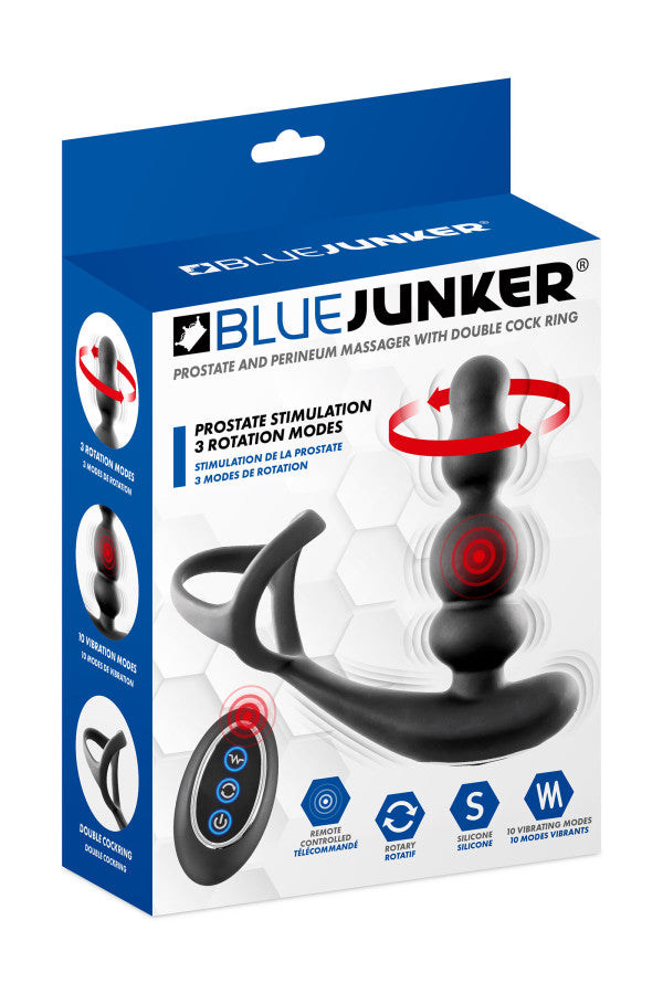 Blue Junker - Rotating Prostate Stimulator with Double Cockring