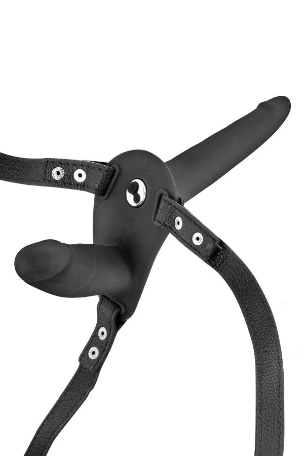 Fetish Temptation - Vibrating Strap-On Harness 15.5 cm - Black
