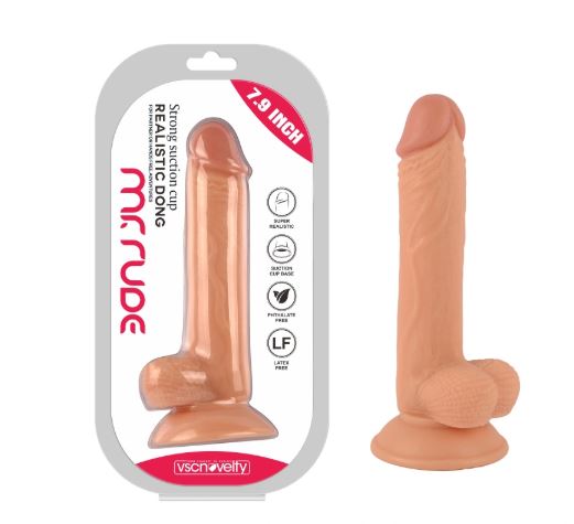 VSC Novelty - Mr. Rude Realistic Dildo - Flesh Tone - 7.9"