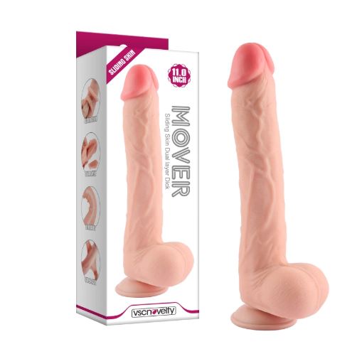 VSC Novelty - Double Layer Realistic Sliding Skin Dildo - 11"