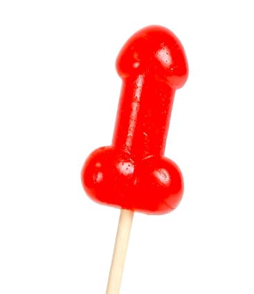 Secret Play - Hot and Spicy Lollypop Display Shaped Like a Penis - Cherry Flavor - 40 pcs