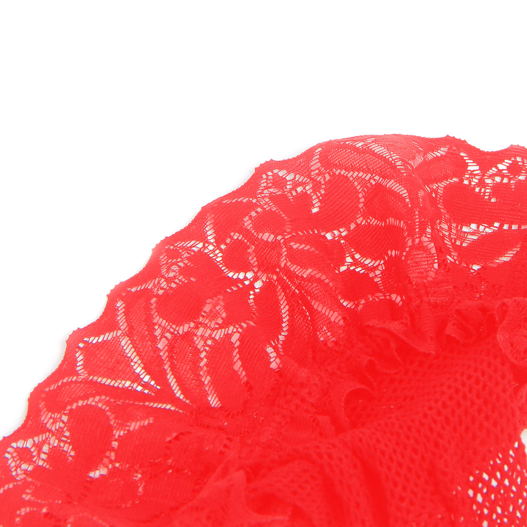 Oh Yeah - Lace Top Hold Ups - Red