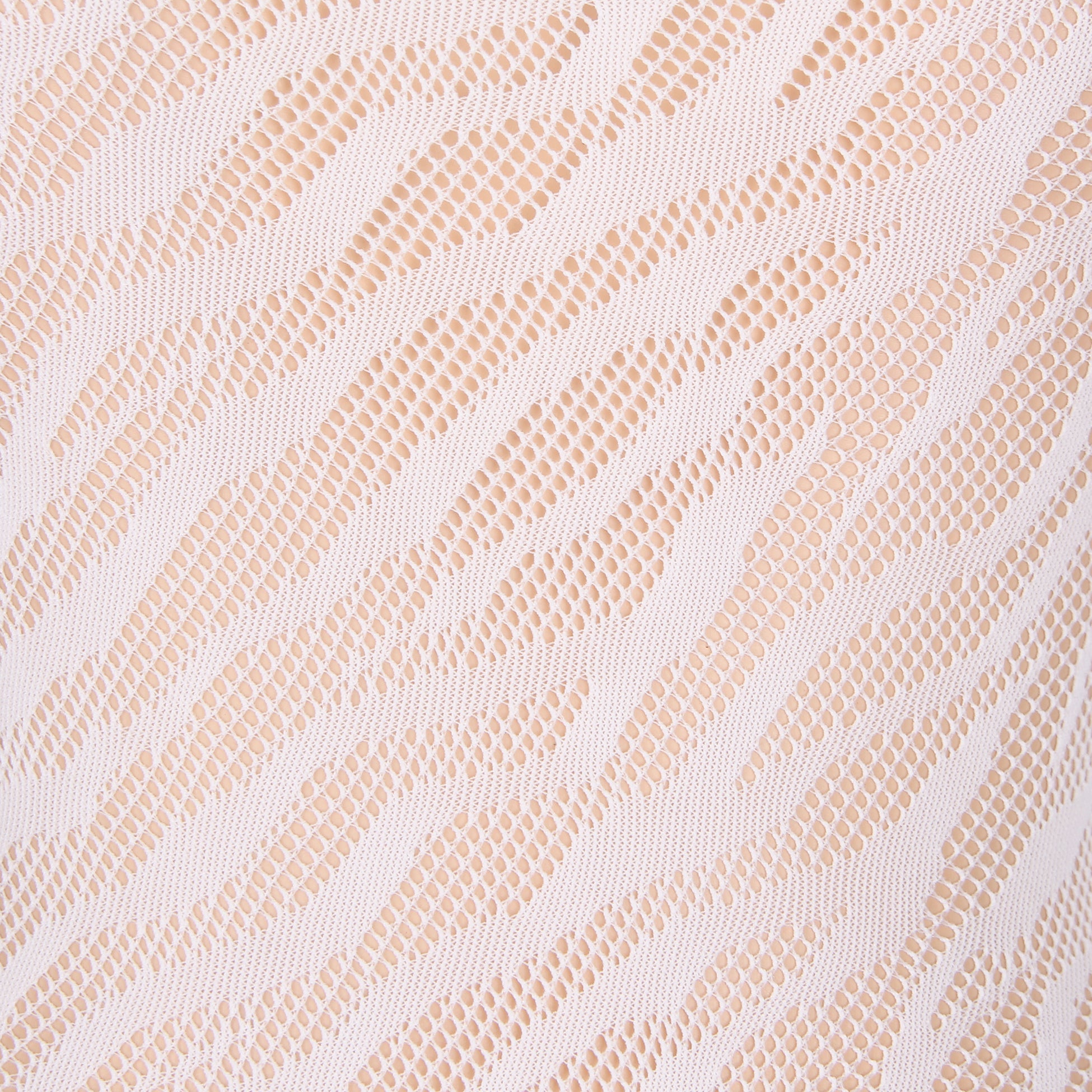 Oh Yeah - White Long-Sleeved Zebra Print Mesh Bodysuit - Glow in the Dark