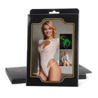 Oh Yeah - White Long-Sleeved Zebra Print Mesh Bodysuit - Glow in the Dark