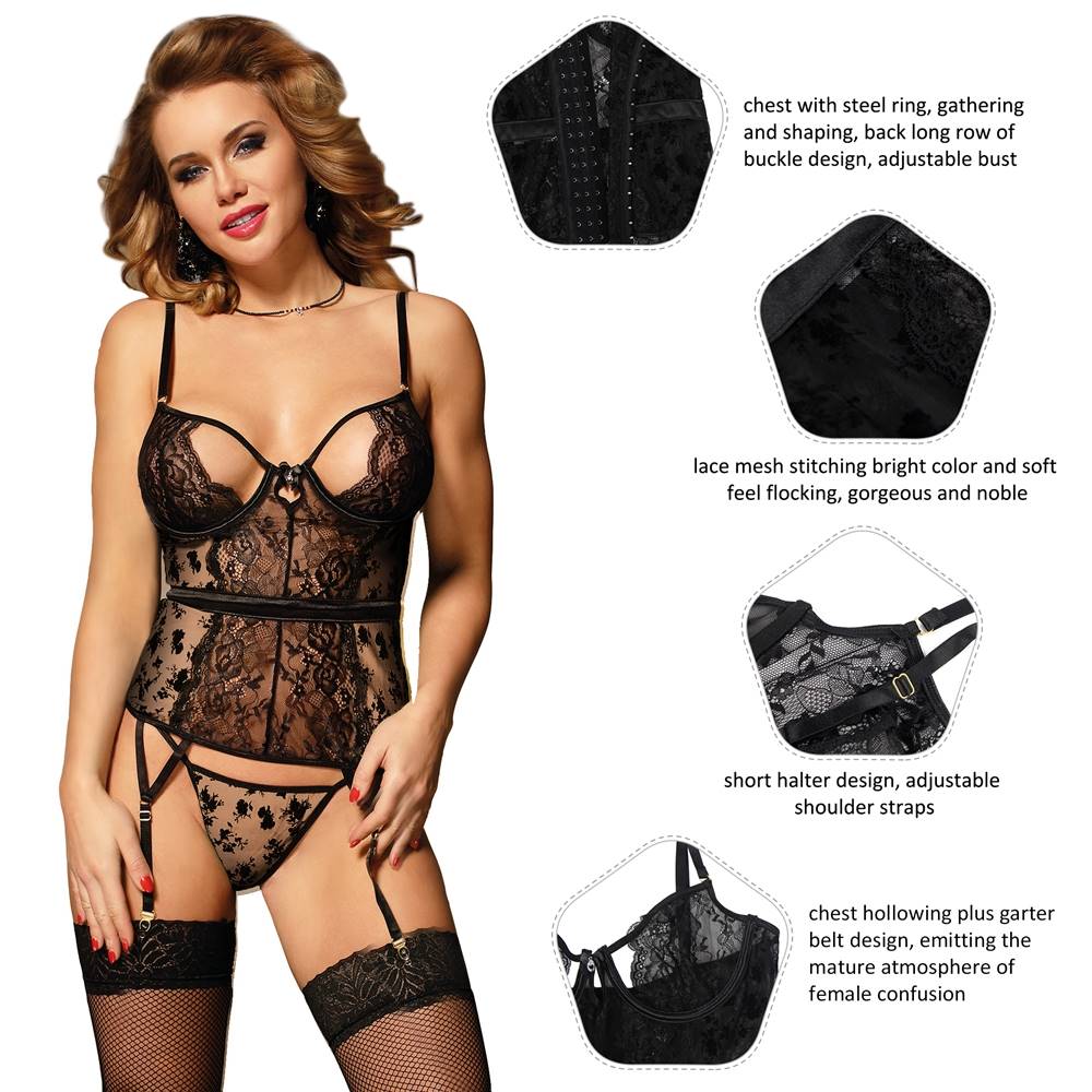 Oh Yeah - Bustier with Built-in Garter Belt + Panties