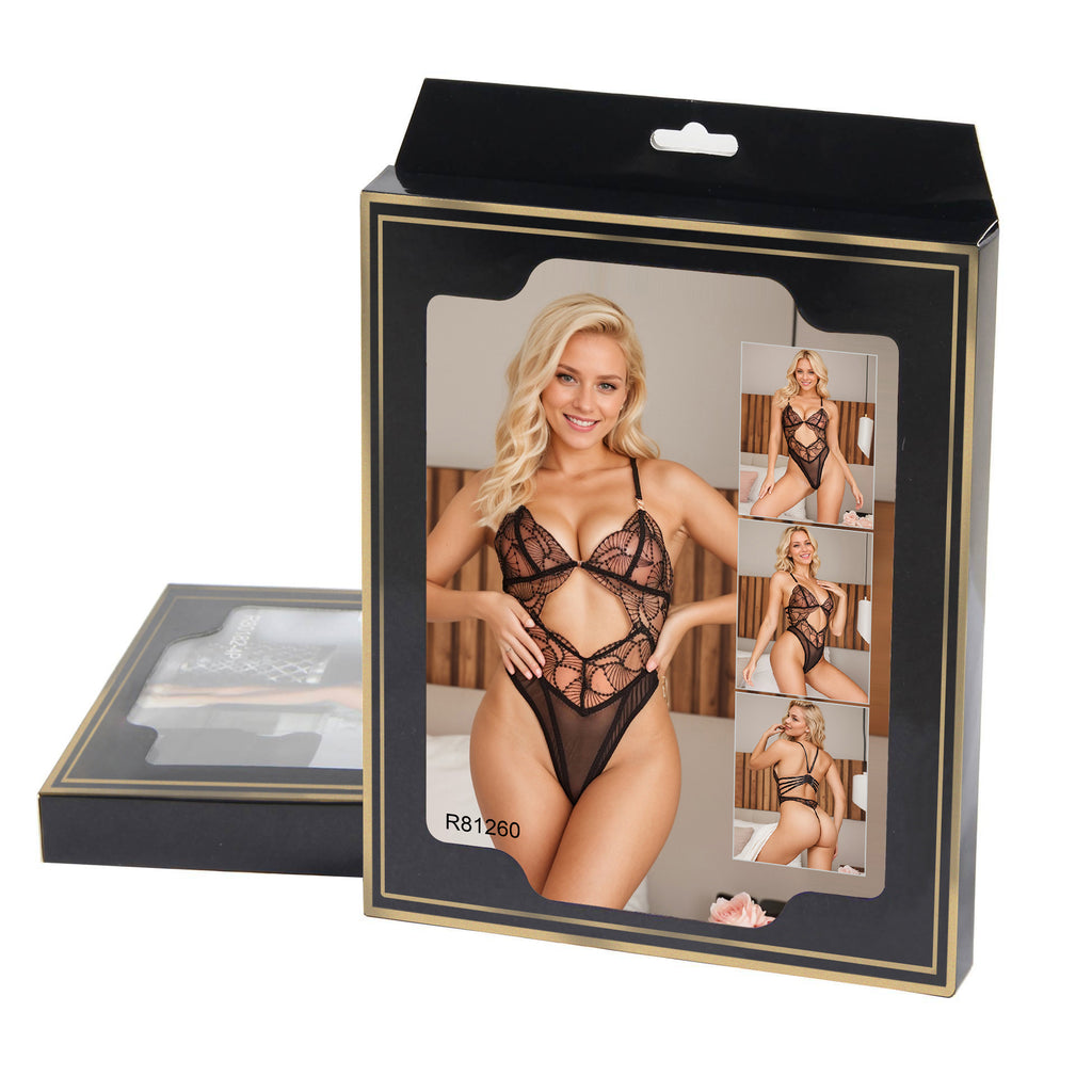 Oh Yeah - Bodysuit with Sheer Panels and Open Back