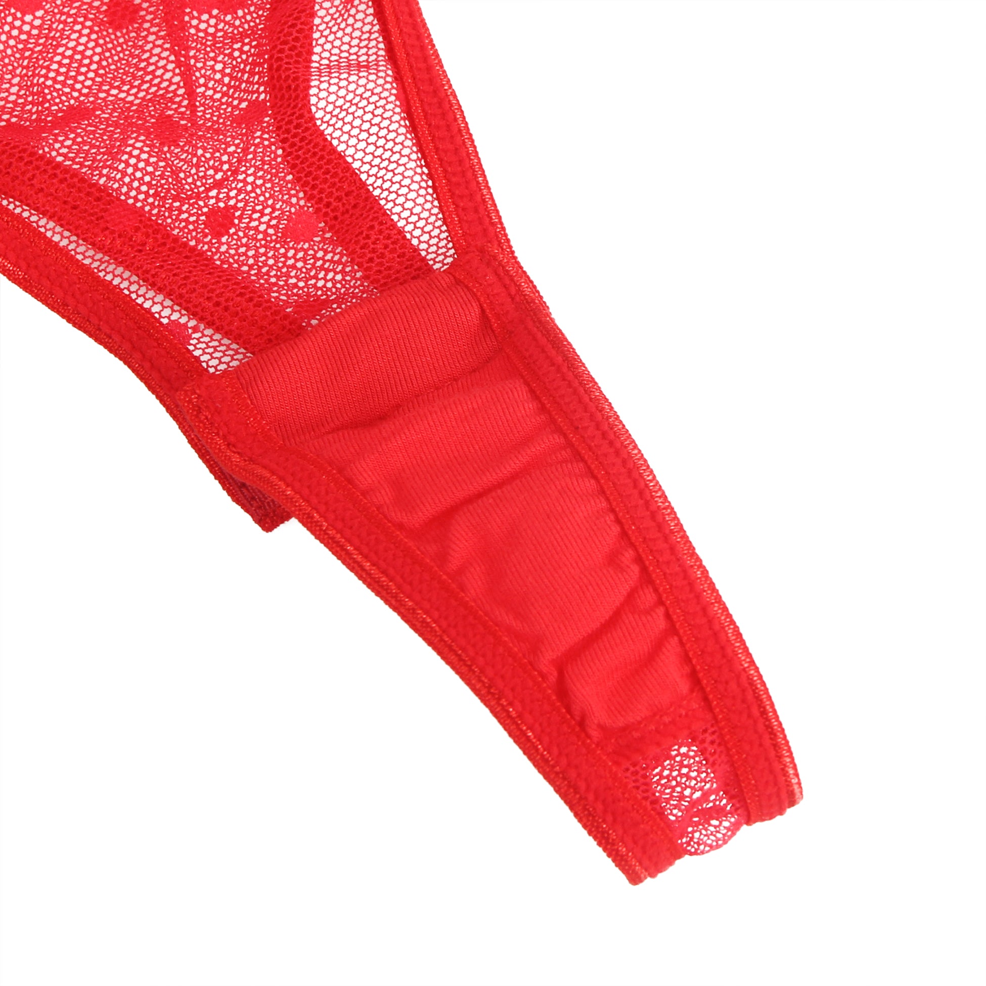 Oh Yeah - Lace Bodysuit with Attached Garter Belt - Red