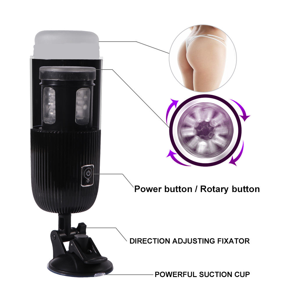 Xise - Neutral Masturbator with Suction Cup, Rotating and Vibrating Function with Sexy Voice