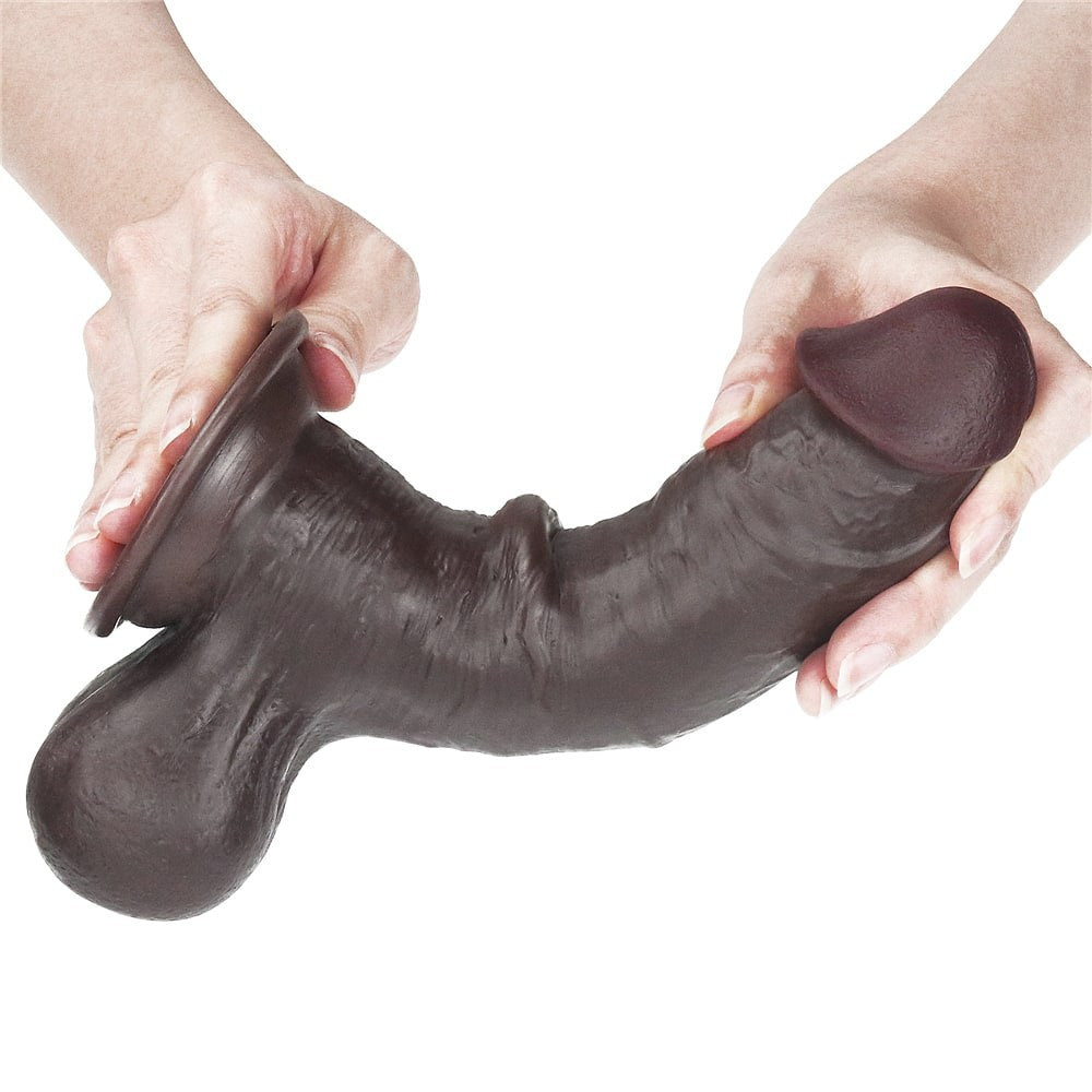 7.8'' brown dual-layer gliding dildo
