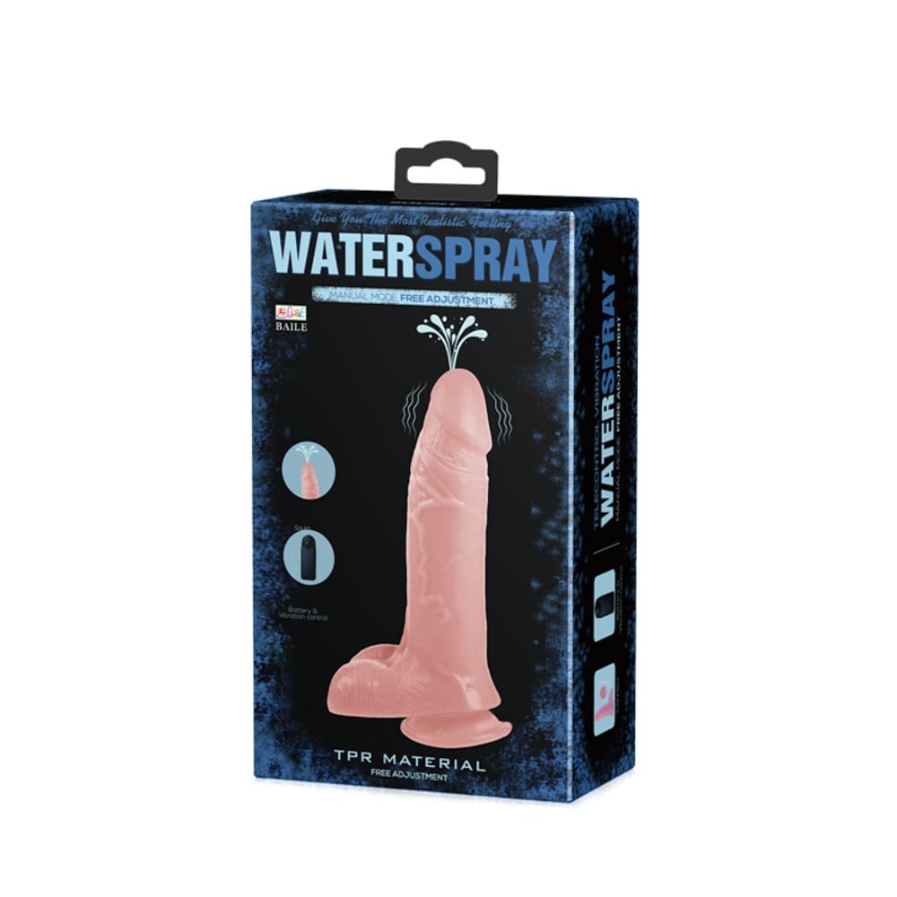 Vibrating dildo with water spray