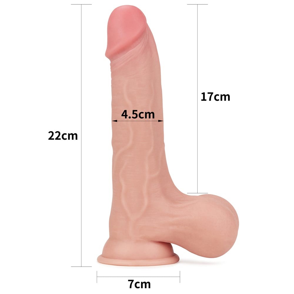 8.5'' Double-Layer Dildo with Movable Skin - Full Testicle