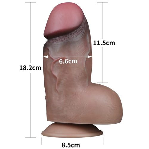 7" Double Layer Natural Silicone Brown Cock