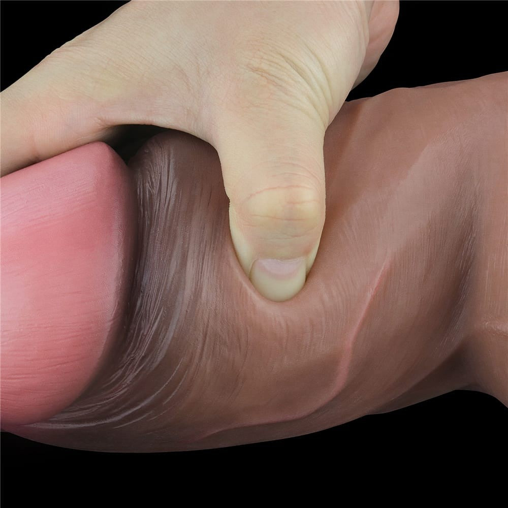 7" Double Layer Natural Silicone Brown Cock