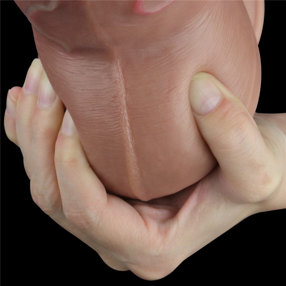 7" Double Layer Natural Silicone Brown Cock