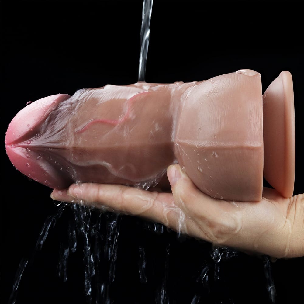 7" Double Layer Natural Silicone Brown Cock