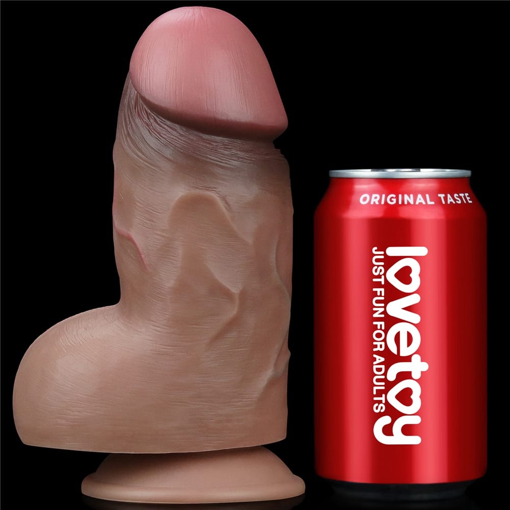 7" Double Layer Natural Silicone Brown Cock