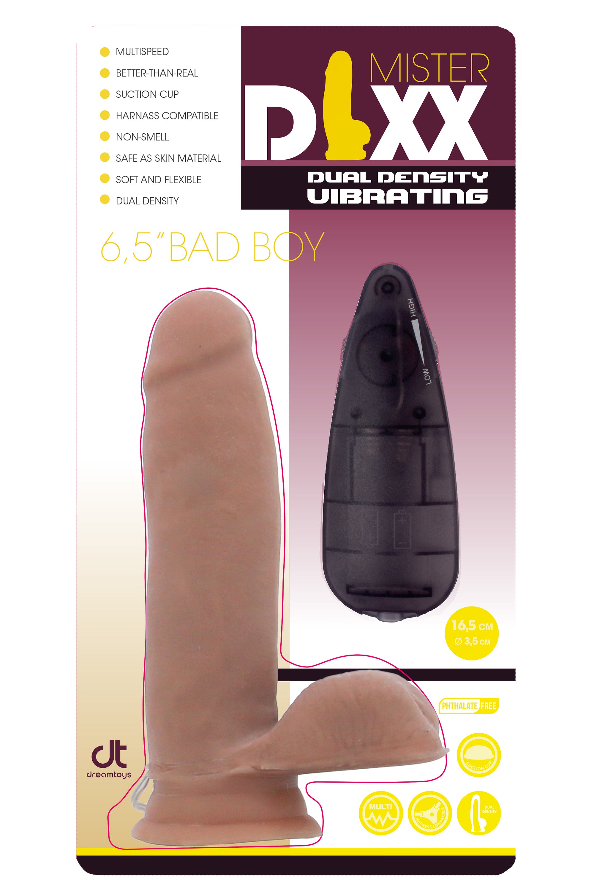 MR.DIXX BAD BOY 6.5" DUAL DENSITY VIBRATING DILDO