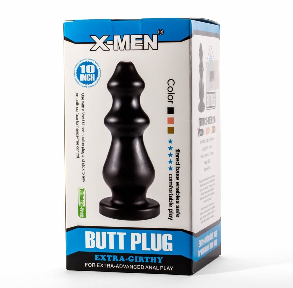X-Men 10" Extra Thick Black Anal Plug VI
