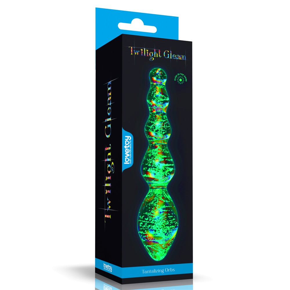 Twilight Gleam Glow-in-the-Dark Glass Dildo - Teasing Spheres