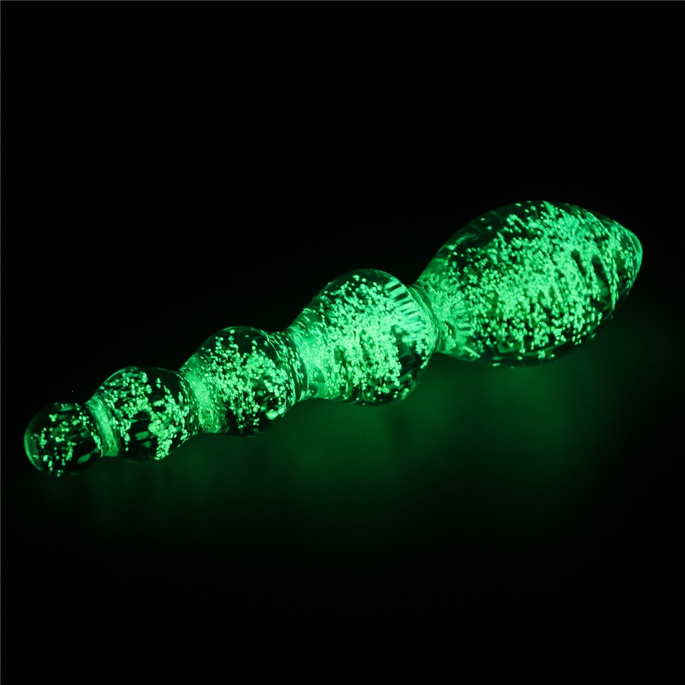 Twilight Gleam Glow-in-the-Dark Glass Dildo - Teasing Spheres