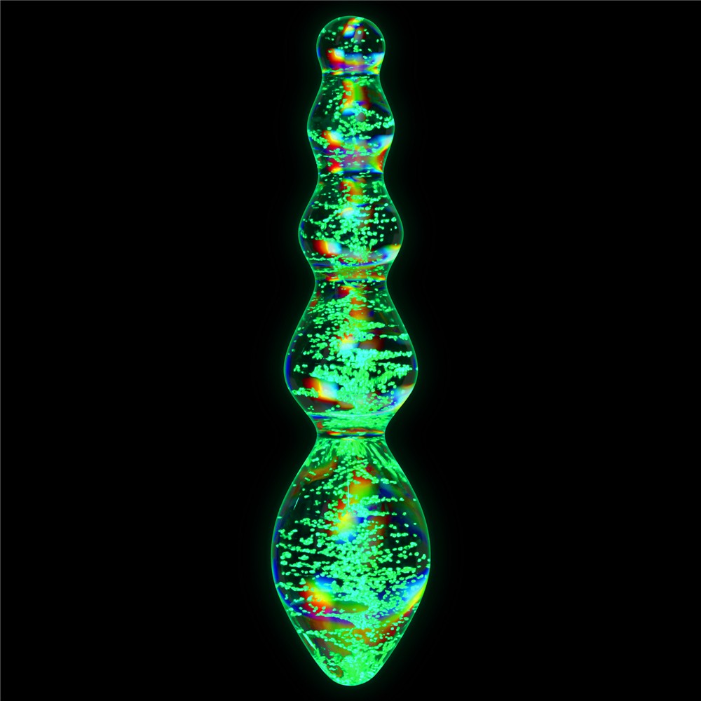 Twilight Gleam Glow-in-the-Dark Glass Dildo - Teasing Spheres