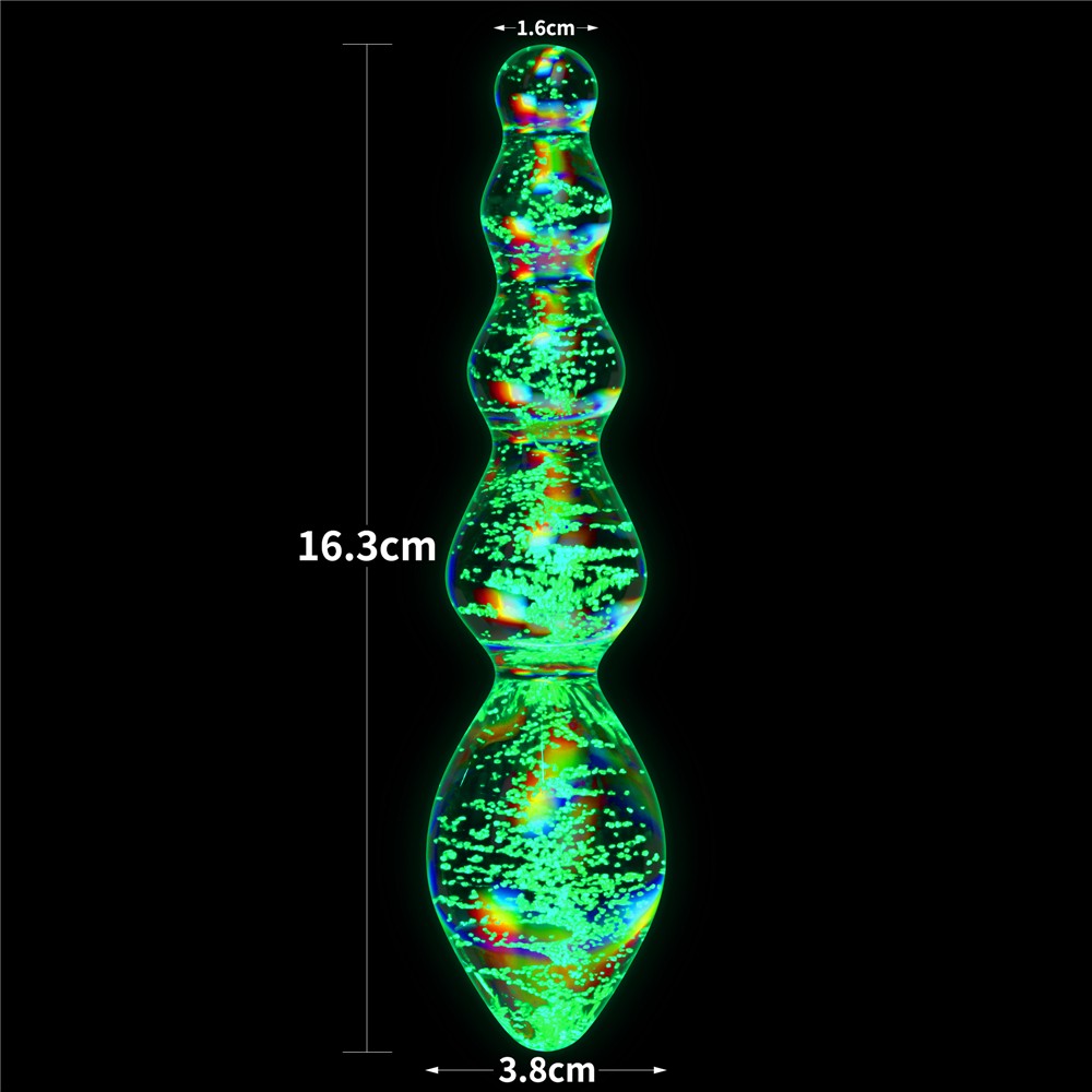 Twilight Gleam Glow-in-the-Dark Glass Dildo - Teasing Spheres