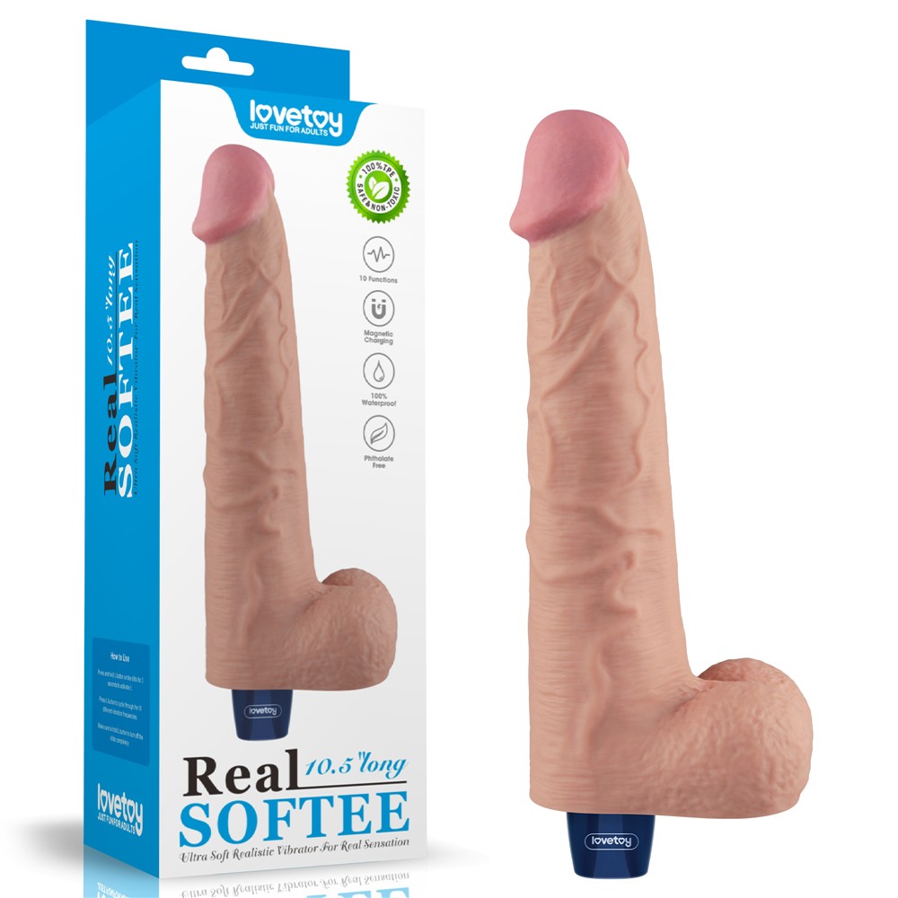 REAL SOFTEE rechargeable vibrating dildo 10.5" (flesh-colored)_B15O50_4