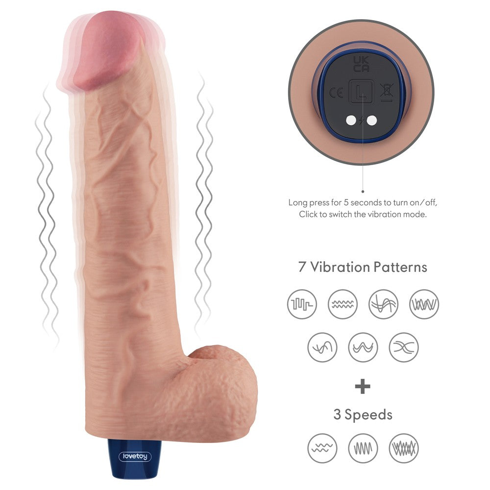 REAL SOFTEE rechargeable vibrating dildo 10.5" (flesh-colored)_B15O50_4