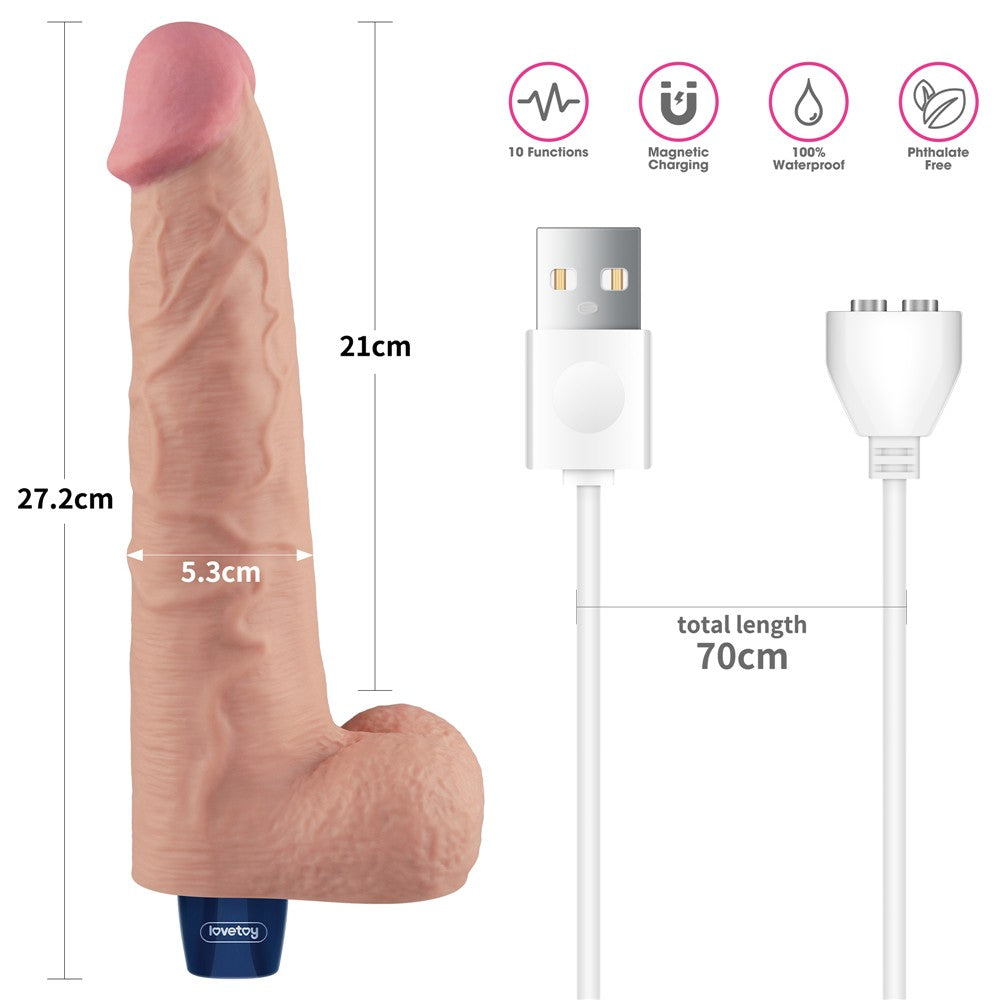 REAL SOFTEE rechargeable vibrating dildo 10.5" (flesh-colored)_B15O50_4
