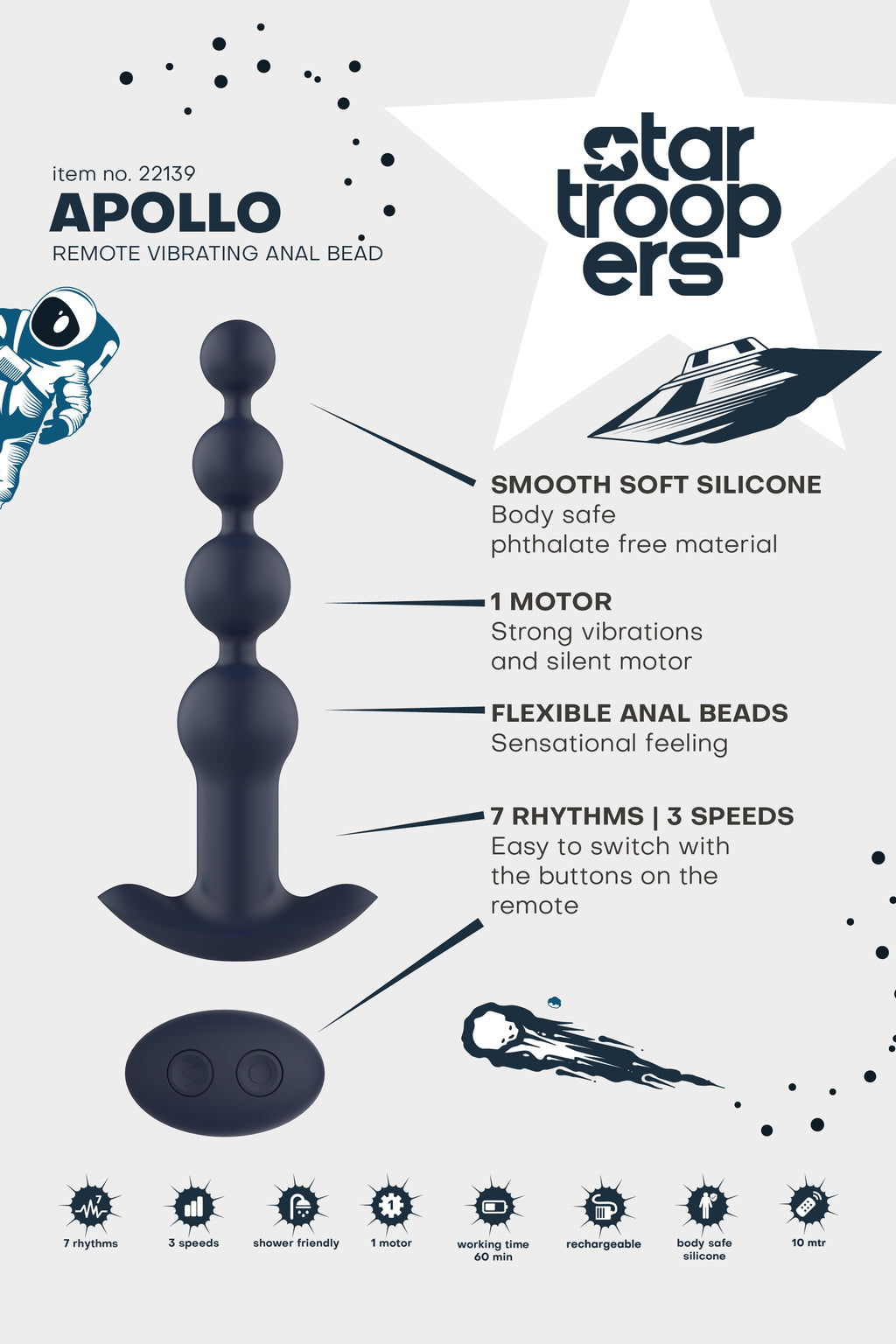 STARTROOPERS APOLLO REMOTE VIBRATING ANAL BEAD
