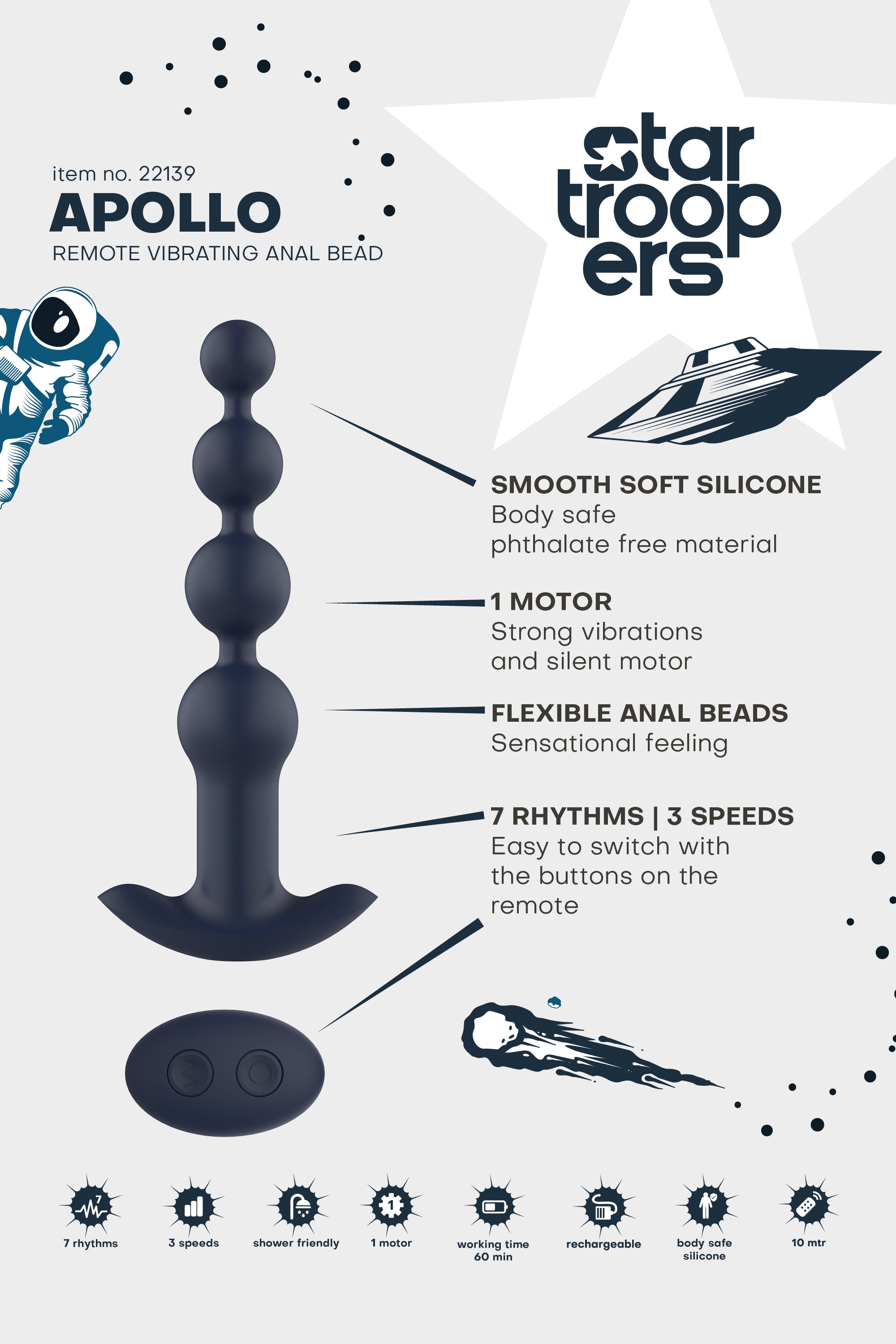 STARTROOPERS APOLLO REMOTE VIBRATING ANAL BEAD