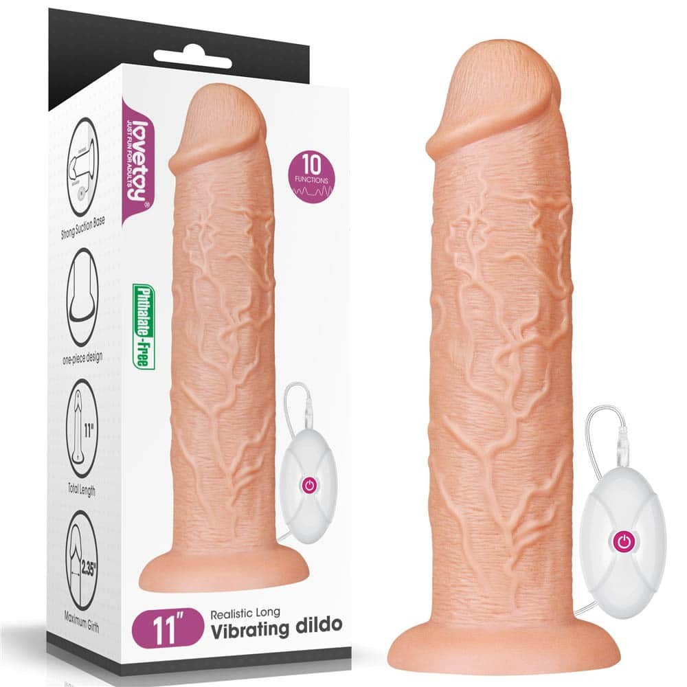 11" Realistic Flesh-Colored Vibrating Dildo