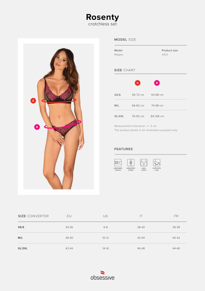 Rosenty 2-piece crotchless set M/L
