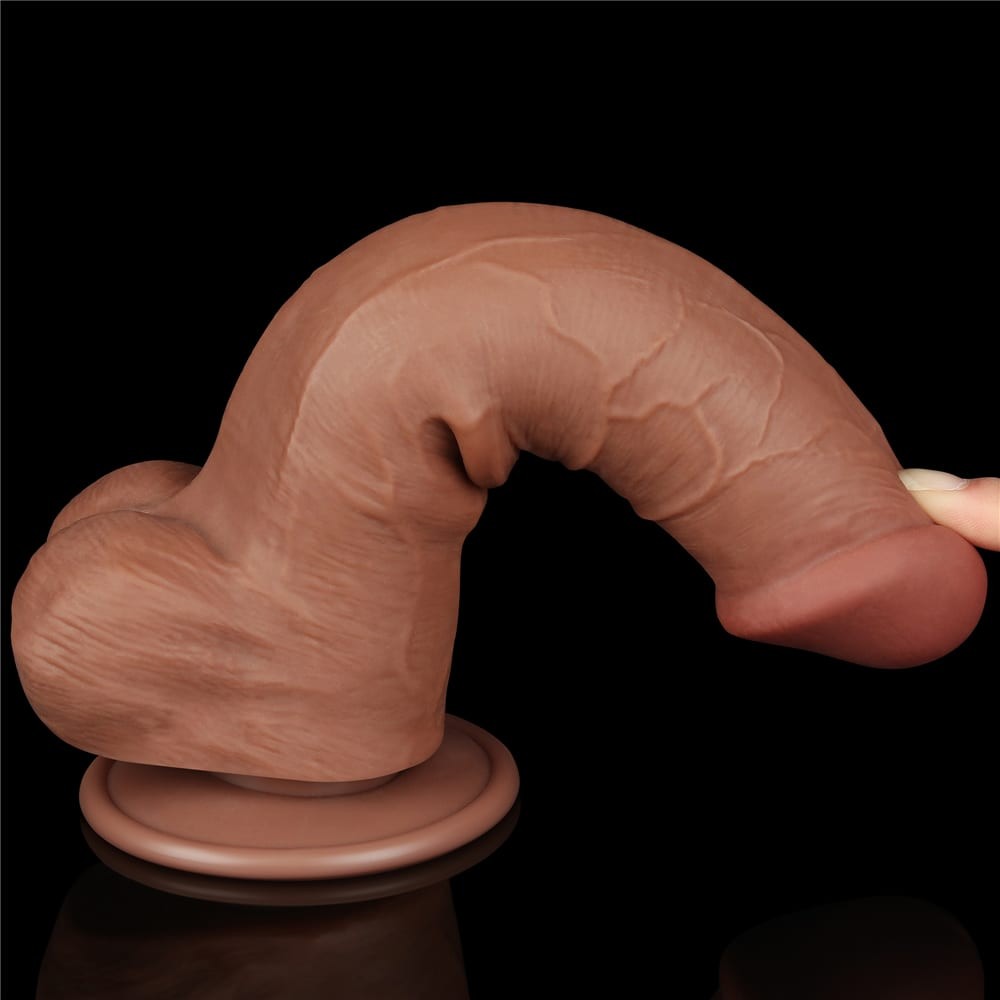 8'' double-layer brown sliding dildo III_B15O50_3