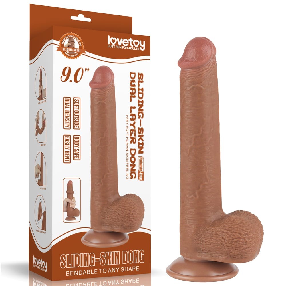 9'' Dual Layer Sheath Dildo Brown_B15O50_3