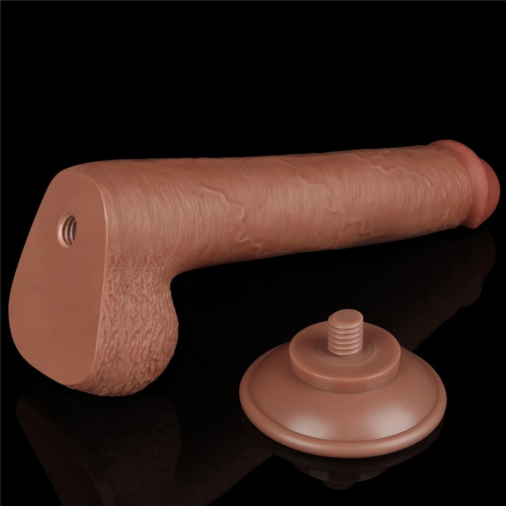 9'' Dual Layer Sheath Dildo Brown_B15O50_3