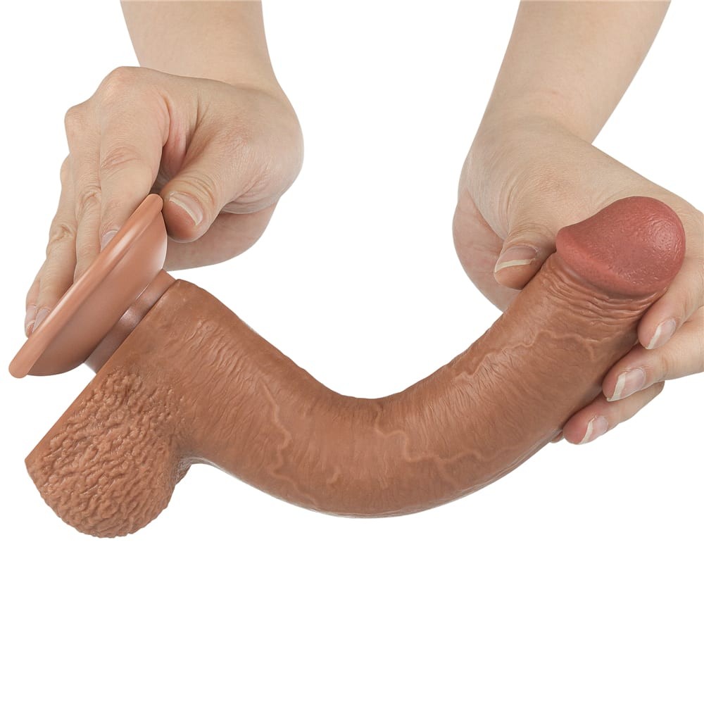 9'' Dual Layer Sheath Dildo Brown_B15O50_3