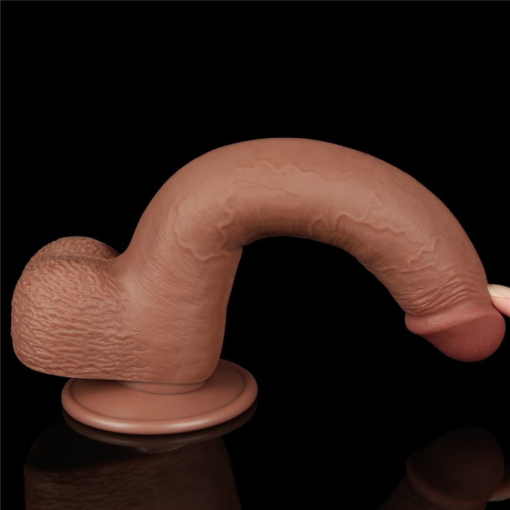 9'' Dual Layer Sheath Dildo Brown_B15O50_3