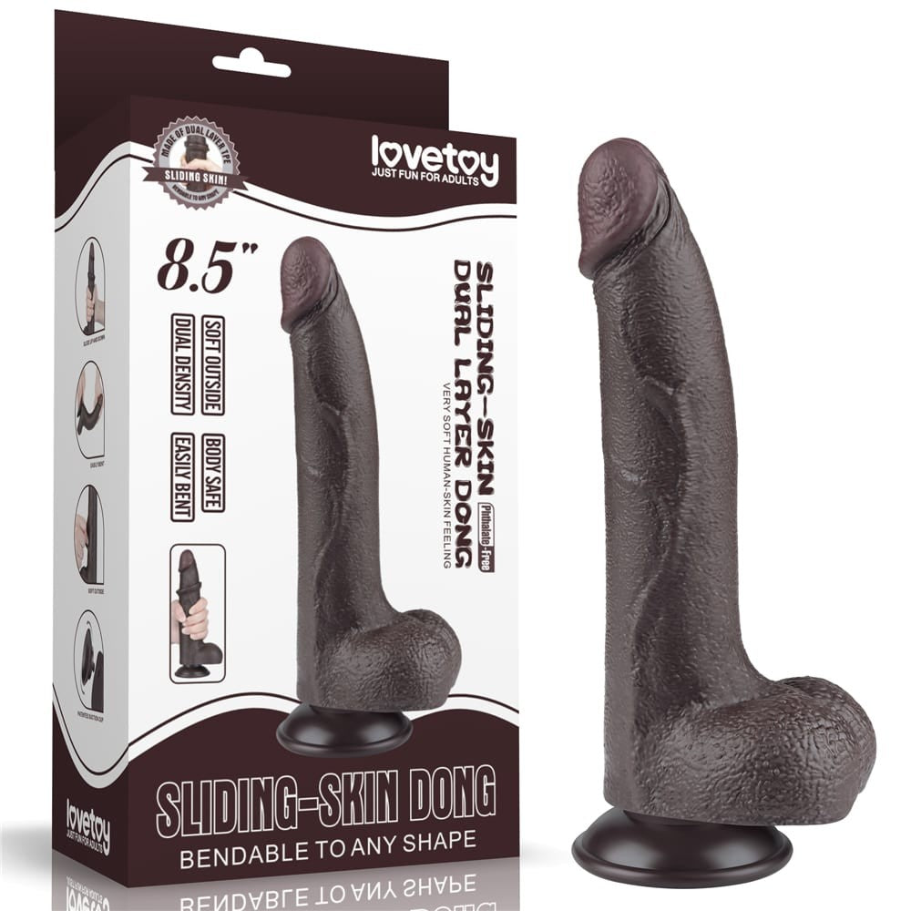 8.5" Sliding Dual-Layer Dildo, Black I_B15O50_3