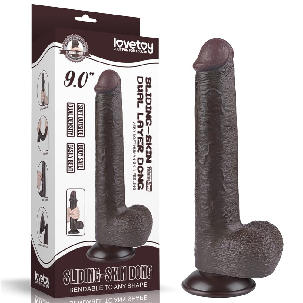 9" dual-layer gliding dildo black_B15O50_3