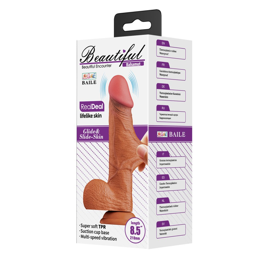 Beautiful Bahamut 8.5" Brown Vibrating Dildo