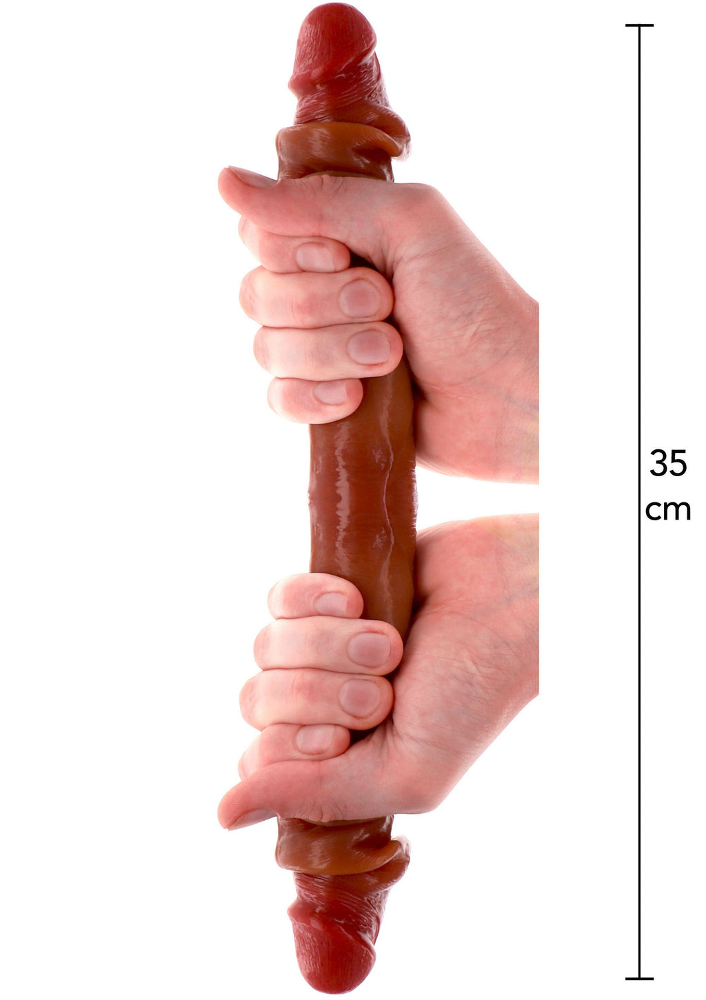 Double Foreskin Dong Silicone 35 cm caramel