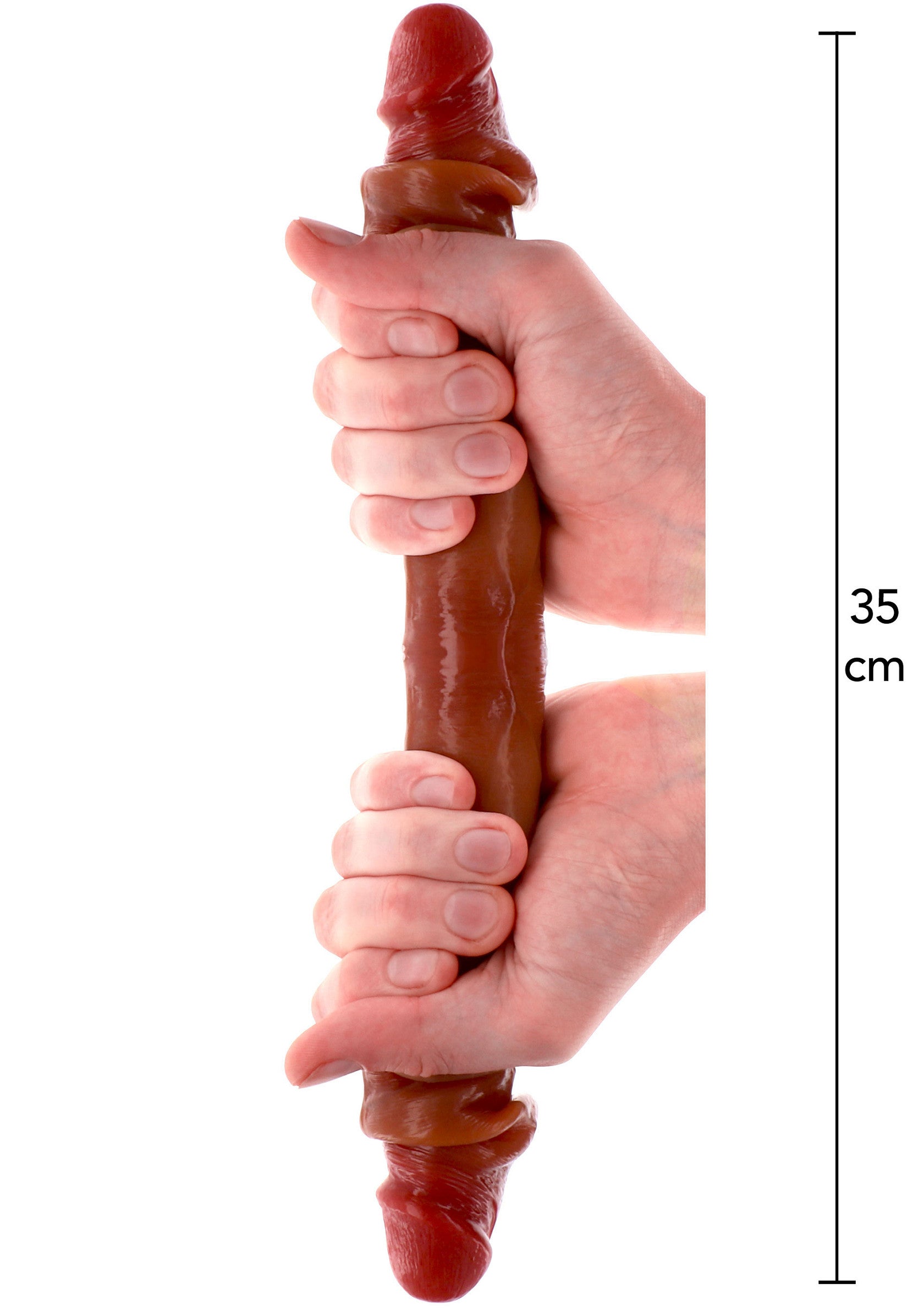 Double Foreskin Dong Silicone 35 cm caramel