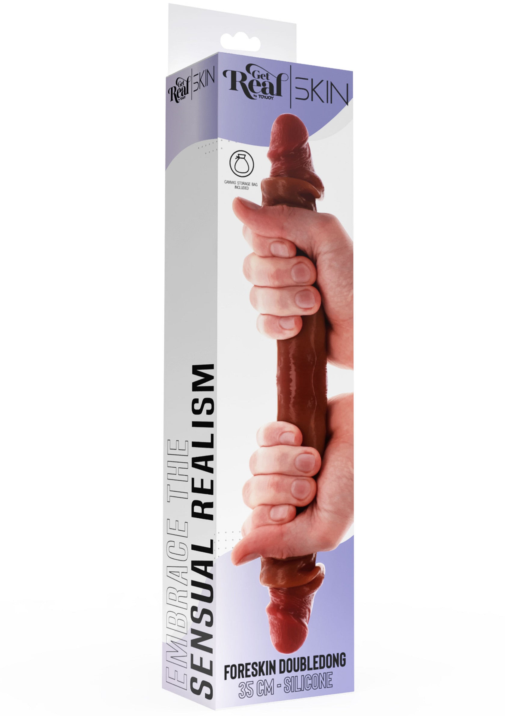 Double Foreskin Dong Silicone 35 cm caramel