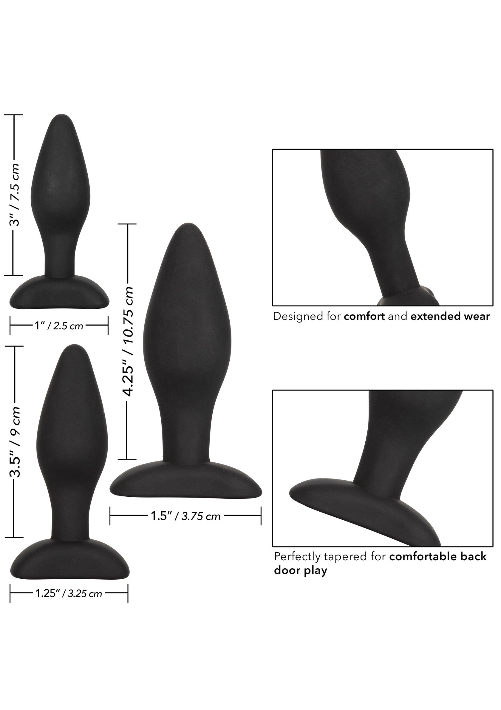 Black silicone anal exercise kit