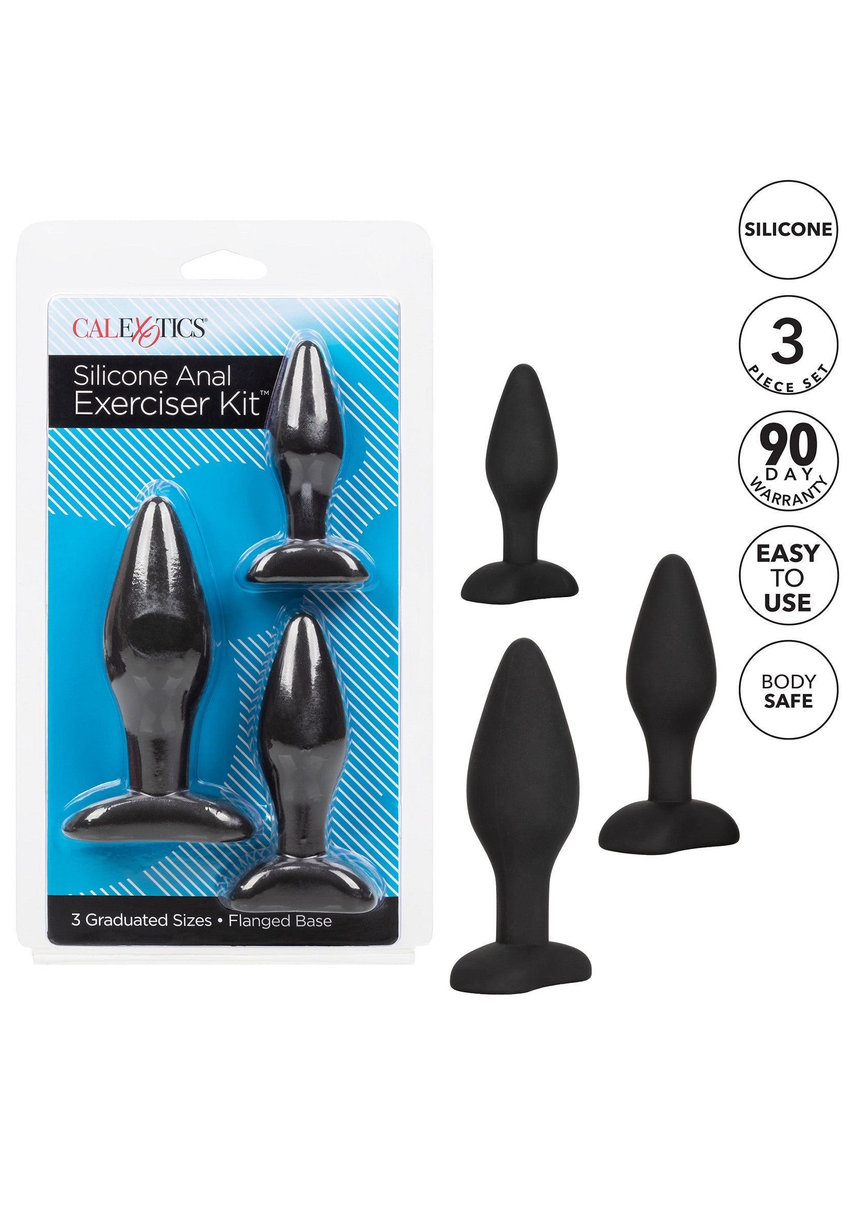 Black silicone anal exercise kit